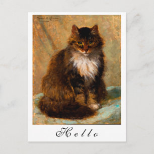 Vintages Maine Coon Cat Painted Portrait Postkarte