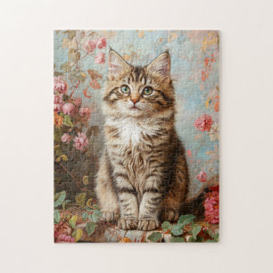 Vintages Maine Coon Kitten Painting Puzzle