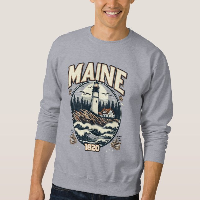 Vintages Maine-Leuchtturm Sweatshirt (Vorderseite)