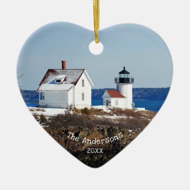 Vintages Maine Ocean Lighthouse Keramik Ornament (Vorne)