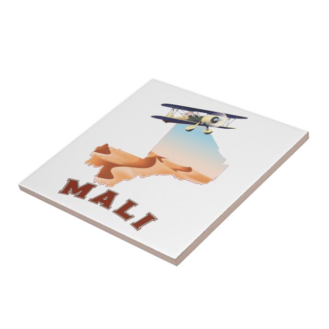 Vintages Mali Map Reiseplakat Fliese (Seite)