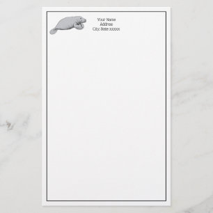 Vintages Manatee Zeichnend Briefpapier