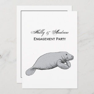 Vintages Manatee Zeichnend Einladung