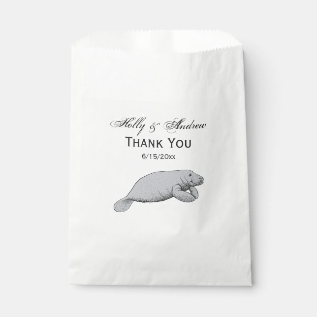 Vintages Manatee Zeichnend Geschenktütchen (Vorderseite)