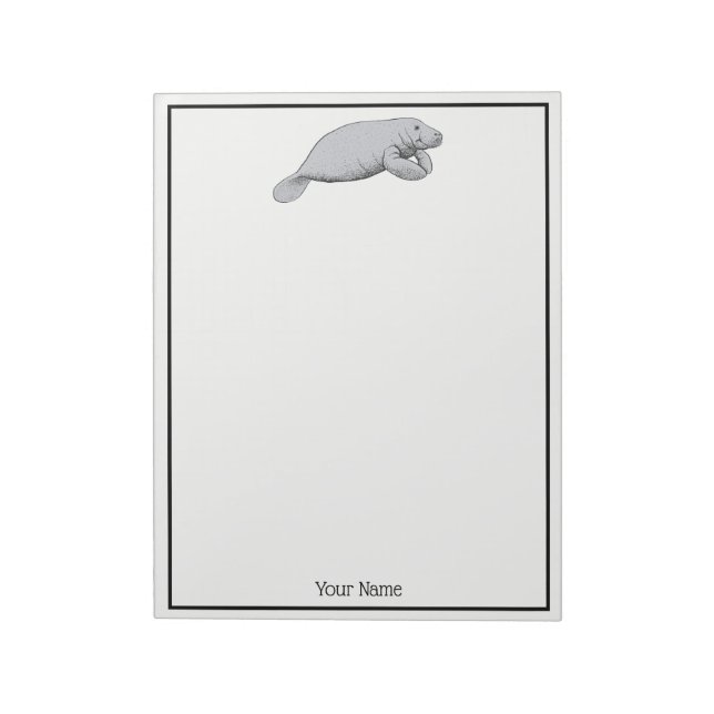 Vintages Manatee Zeichnend Notizblock (Rotiert)