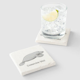 Vintages Manatee Zeichnend Steinuntersetzer