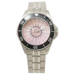 Vintages Mandala auf Peachy Pink Mattiert Glass Armbanduhr