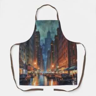 Vintages Manhattan New York City Nachtmalerei Schürze