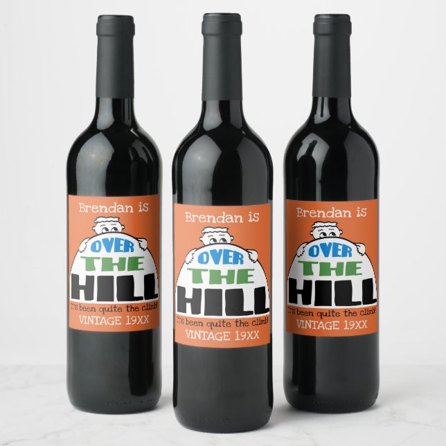 Vintages Männchen Personalisierten Geburtstag über Weinetikett (Flaschen)