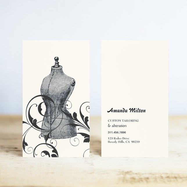 Vintages Mannequin Seamstress Fashion Nähen Visitenkarte (Von Creator hochgeladen)