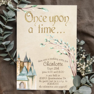 Vintages märchenhaftes Geschichtenbuch Einladung