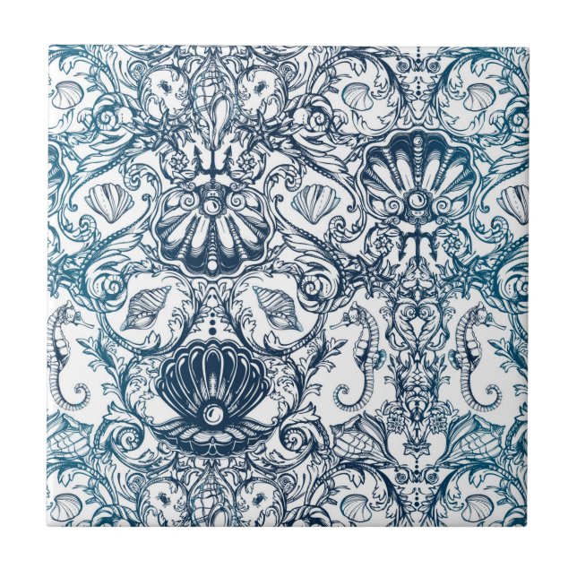 Vintages Marinemuster Fliese (Vorderseite)