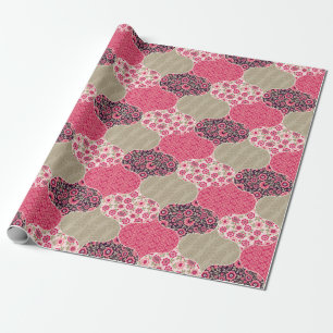 Vintages marokkanisches Muster Rosa Geschenkpapier