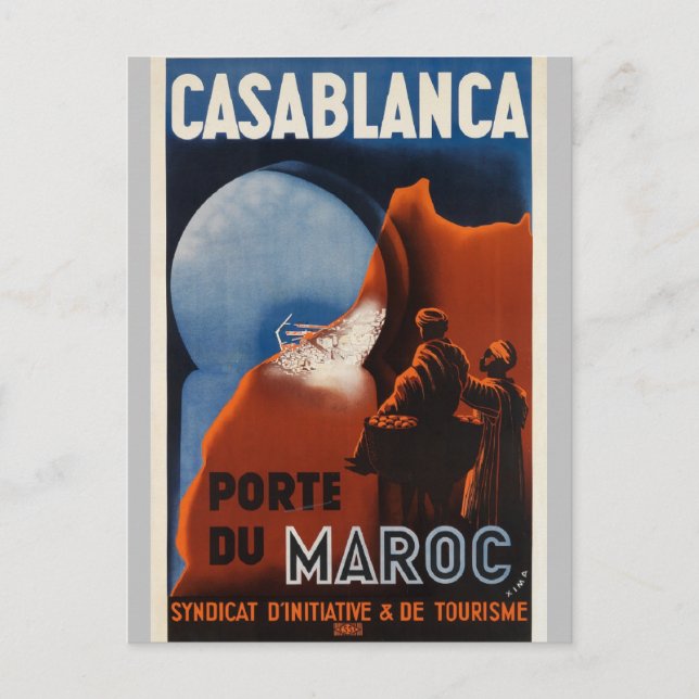 Vintages Marokko Casablanca Port Retro Postkarte (Vorderseite)