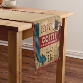 Vintages Marquefaffeeszeichen kurzer Tischläufer