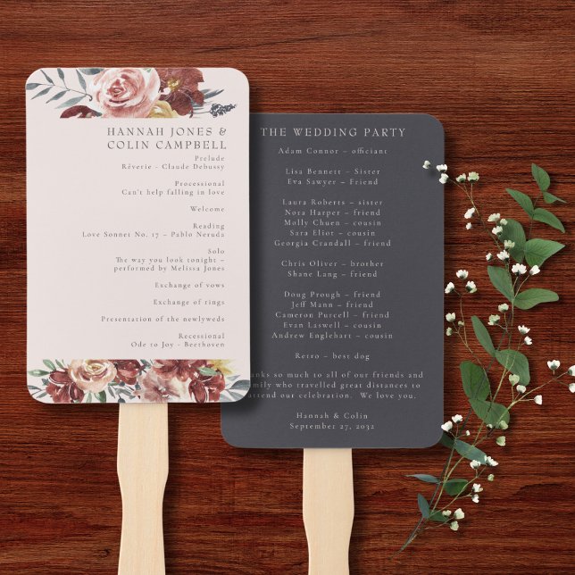 Vintages Marsala Blush Pewter Floral-Programm Fächer (Von Creator hochgeladen)