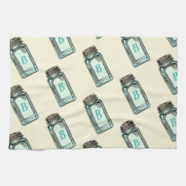 Vintages Mason Canning Jar Muster mit Monogramm Geschirrtuch