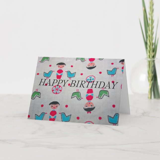 Vintages Material - GLÜCKLICHES BIRTHDAY Karte (Vorderseite)