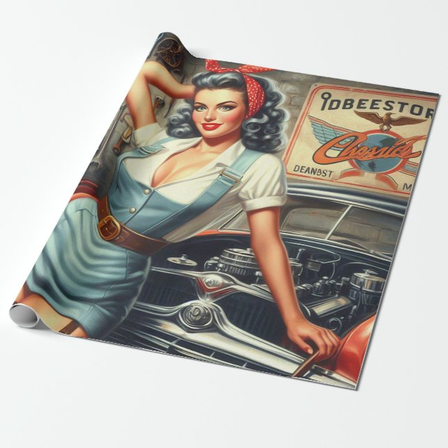 Vintages mechanisches Button Geschenkpapier (Ungerollt)