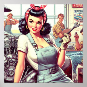 Vintages mechanisches Button Poster