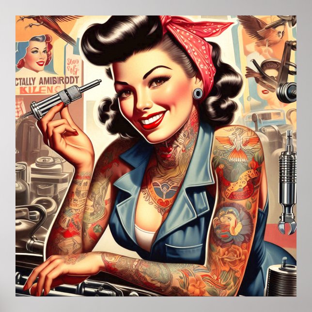 Vintages mechanisches Button Poster (Vorne)