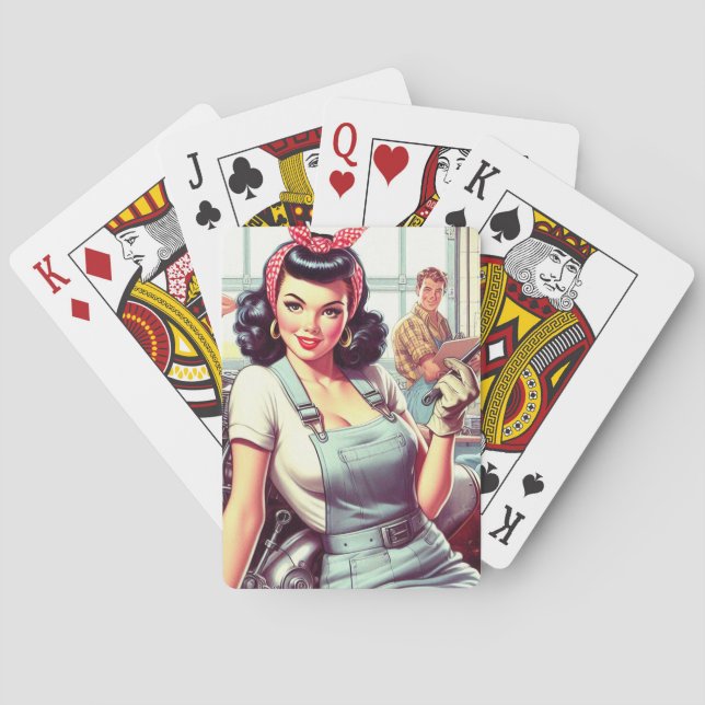 Vintages mechanisches Button Spielkarten (Rückseite)