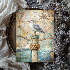 Vintages Meer Glarner Möwenkompass Alte Karte Seidenpapier