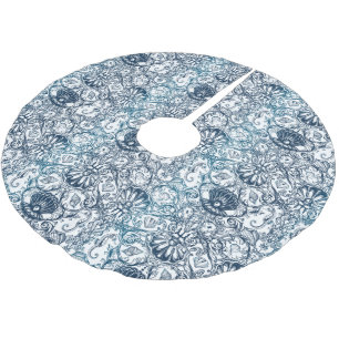 Vintages Meeresmuster Polyester Weihnachtsbaumdecke