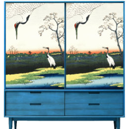 Vintages Meisterwerk des Hiroshige Kranpaares Seidenpapier