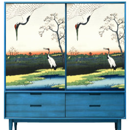 Vintages Meisterwerk des Hiroshige Kranpaares Seidenpapier