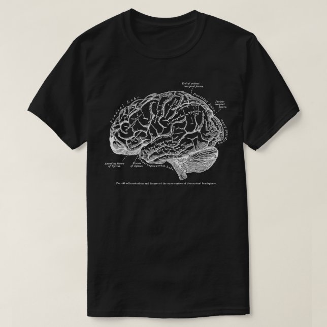 Vintages menschliches Anatomie-Gehirn T-Shirt (Design vorne)