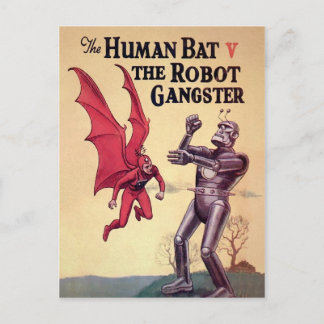 Vintages menschliches Fanggerät / Roboterganster Postkarte