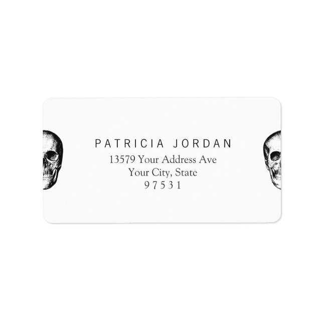 Vintages menschliches Schädelfeld Adressaufkleber (Vorne)