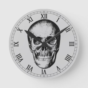 Vintages menschliches Schädelfeld Runde Wanduhr