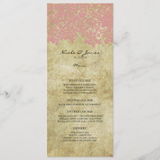 Vintages Menü für Hochzeiten in Rosa Menükarte