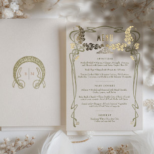 Vintages Menü Minimalistisch Art Nouveau Folieneinladung