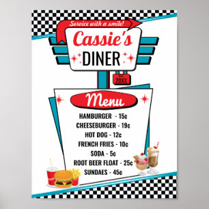 Vintages Menu-Poster der 50er Jahre Poster