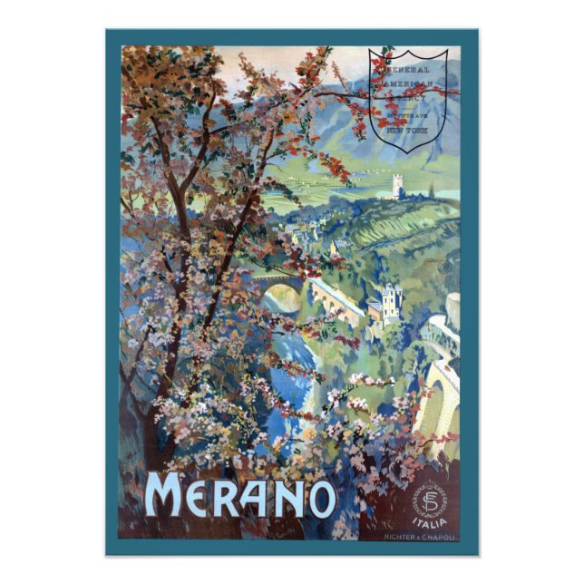 Vintages Meran Italy Reiseplakat Fotodruck (Vorne)