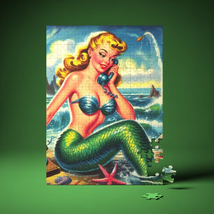 Vintages Mermaid Button Up Puzzle