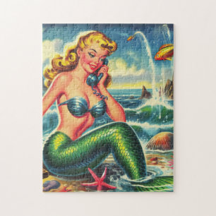 Vintages Mermaid Button Up Puzzle