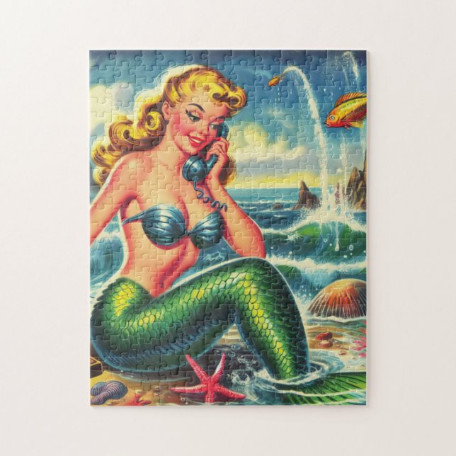 Vintages Mermaid Button Up Puzzle (Vertikal)