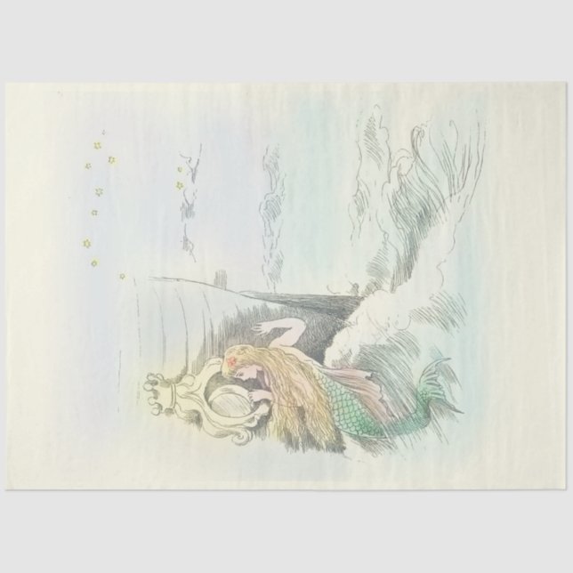 Vintages Mermaid-Fenster in ein Schiffsfenster Seidenpapier (Vorderseite)