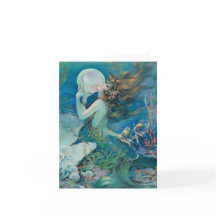 Vintages Mermaid mit Pearl Note Card