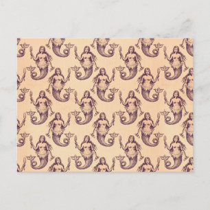 Vintages Mermaid-Muster drucken Postkarte