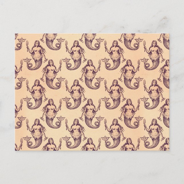 Vintages Mermaid-Muster drucken Postkarte (Vorderseite)