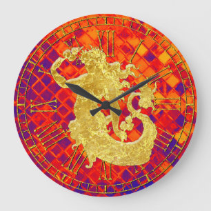 Vintages Mermaid-Sonnenseeglais Große Wanduhr