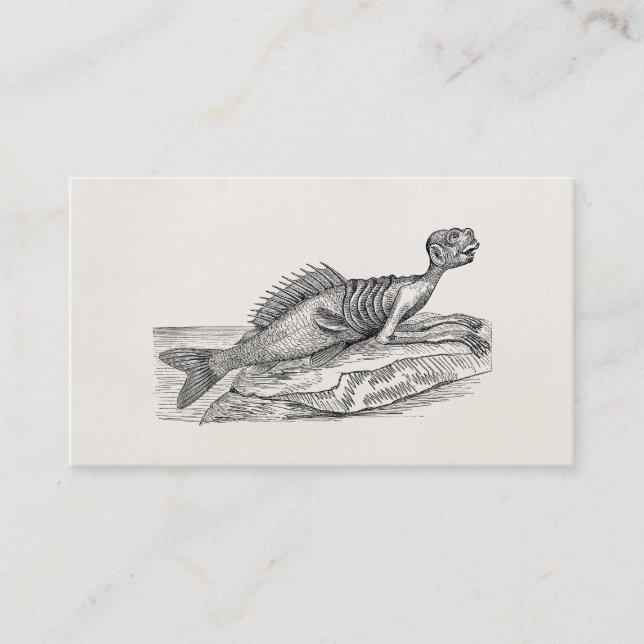 Vintages Merman-Meerjungfrau-Seegeschöpf-Monster Visitenkarte (Vorderseite)
