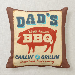 Vintages Metallzeichen - die GRILLEN des Vaters Kissen