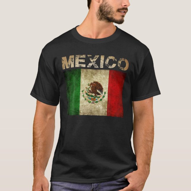 Vintages Mexikanisches Flaggenpreisgeschenk T-Shirt (Vorderseite)