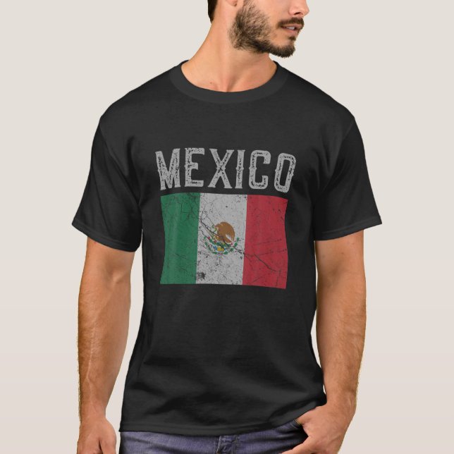 Vintages Mexikanisches Flaggenpreisgeschenk T-Shirt (Vorderseite)
